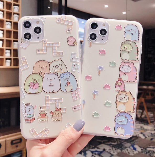 Sumikko gurashi Cute for Coque iPhone 11 pro 7 7plus 8 8plus X XS Max XR phone cases Japan Cartoon Embossed Plastic back cover