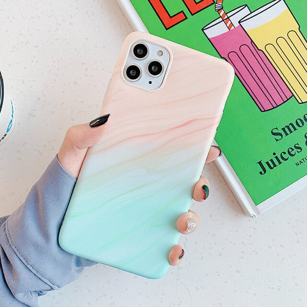 LOVECOM Vintage Gradual Color Marble Phone Case For iPhone 11 Pro Max XR XS Max 6 6S 7 8 Plus X Matte Soft IMD Back Cover Coque