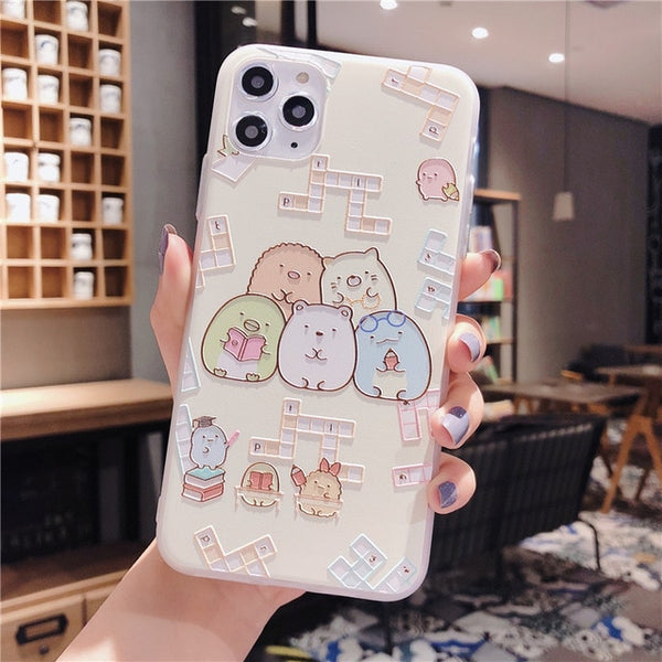 Sumikko gurashi Cute for Coque iPhone 11 pro 7 7plus 8 8plus X XS Max XR phone cases Japan Cartoon Embossed Plastic back cover